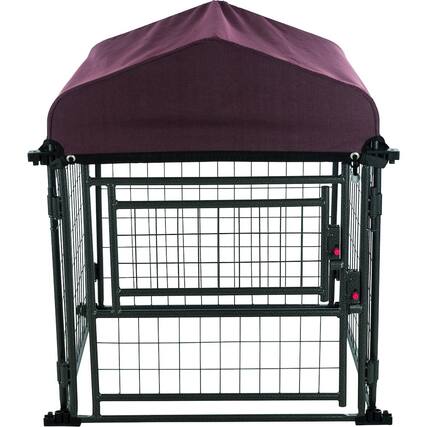 Front. TRIXIE - Deluxe Outdoor Dog Kennel - Black/Burgundy.
