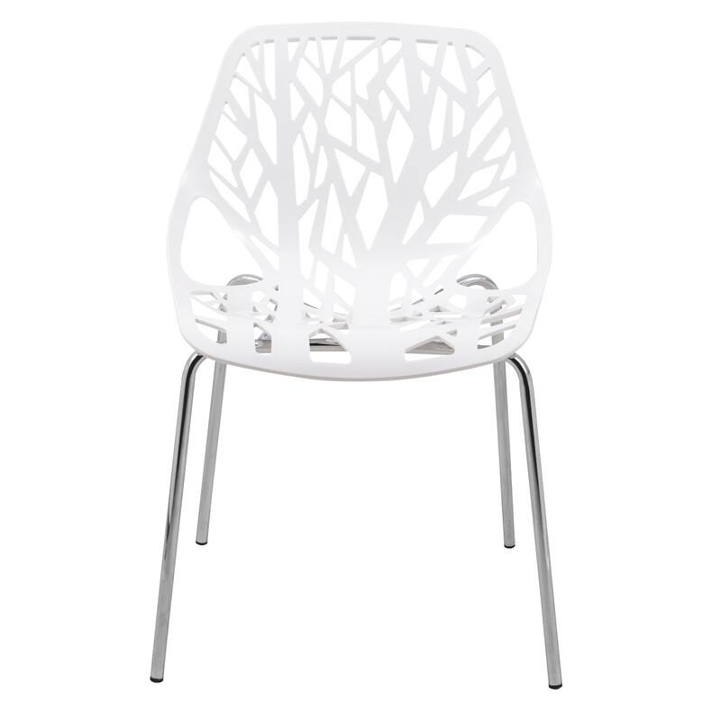Left. LeisureMod - Asbury Stackable Modern Dining Chair with Cut Out Design and Chrome Legs Side Chair for Home Living Room - White.