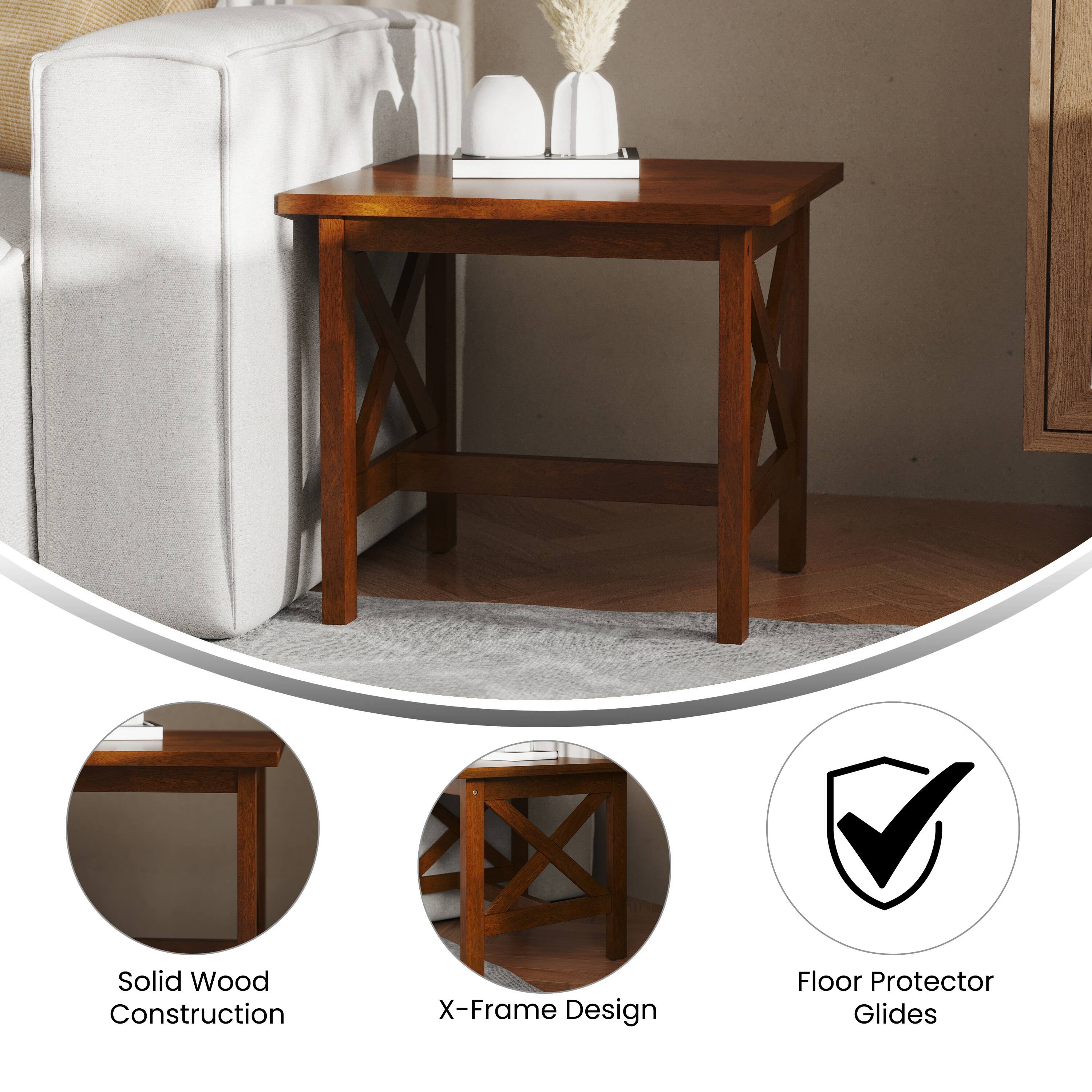 Solid Wood Construction  
X-Frame Design  
Floor Protector Glides