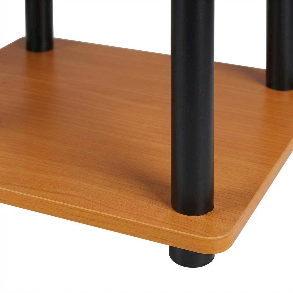 Alt View 2. FurniFact - Light Cherry and Black no tools entertainment center with spacious design - Light Cherry/Black.