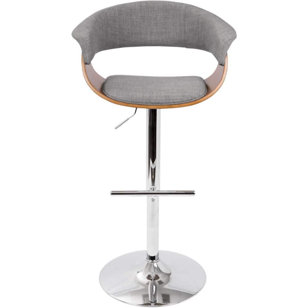 Front. LumiSource - Vintage Mod Polyester Fabric Barstool - Walnut/Light Grey.