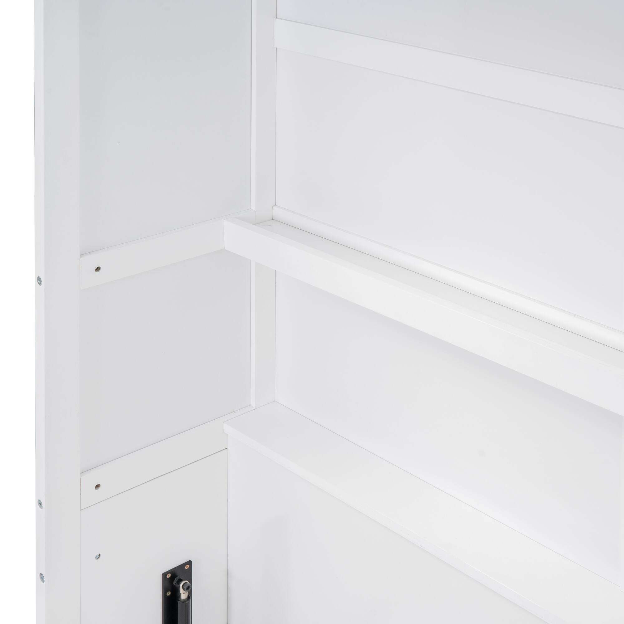 Alt View 8. Tiramisubest - Full Size White Solid Wood+MDF Murphy Bed with Shelves, 85x61x84 inches, Space-Saving - White.