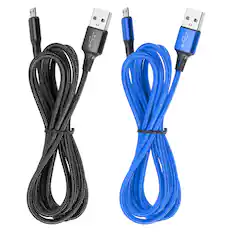 Front. Unique Bargains - 2pcs Controller Charger Cable 6Ft USB A to Micro USB Fast Charging Cord - Blue.