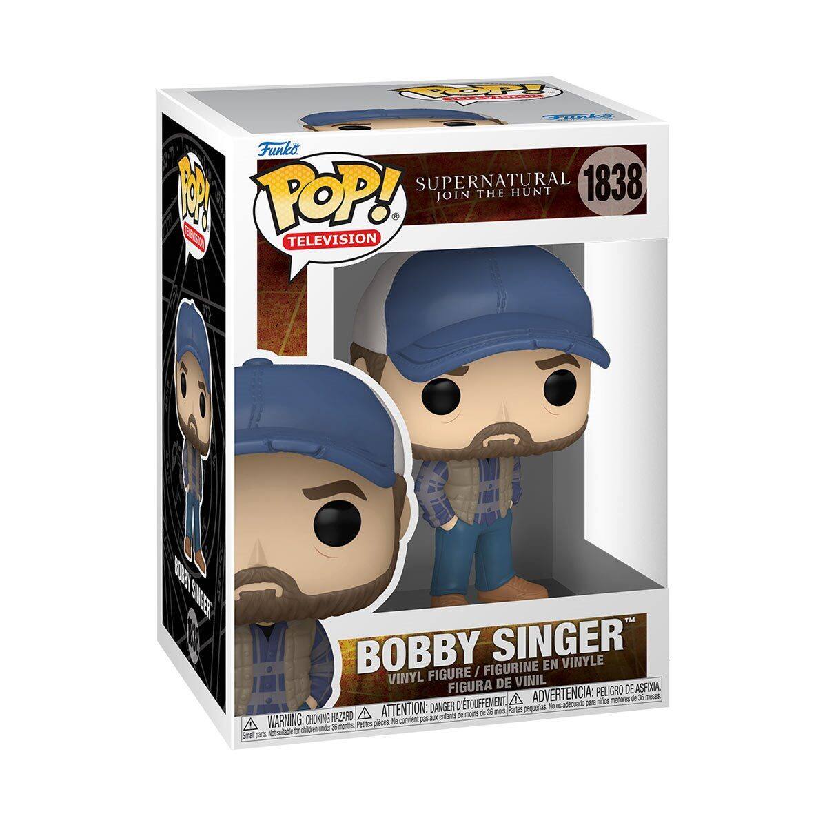 Funko POP! TELEVISION  
SUPERNATURAL  
1838  
JOIN THE HUNT  

BOBBY SINGER  
VINYL FIGURE / FIGURINE EN VINYLE / FIGURA DE VINIL  

WARNING: CHOKING HAZARD - Small parts. Not for children under 3 years.  
ADVERTENCIA: PEIGRO DE ASFIXIA - Pequeñas piezas. No es adecuado para menores de 3 años.  
ATTENTION: DANGER - Petite pièce. Non adapté pour les enfants de moins de 3 ans.