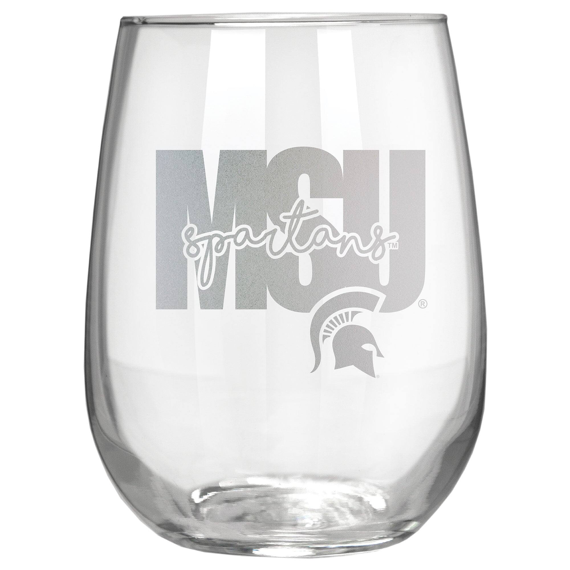 Front. Great American Products - Michigan State Spartans Etched 17oz. City Stemless Wine Glass - Multicolor.