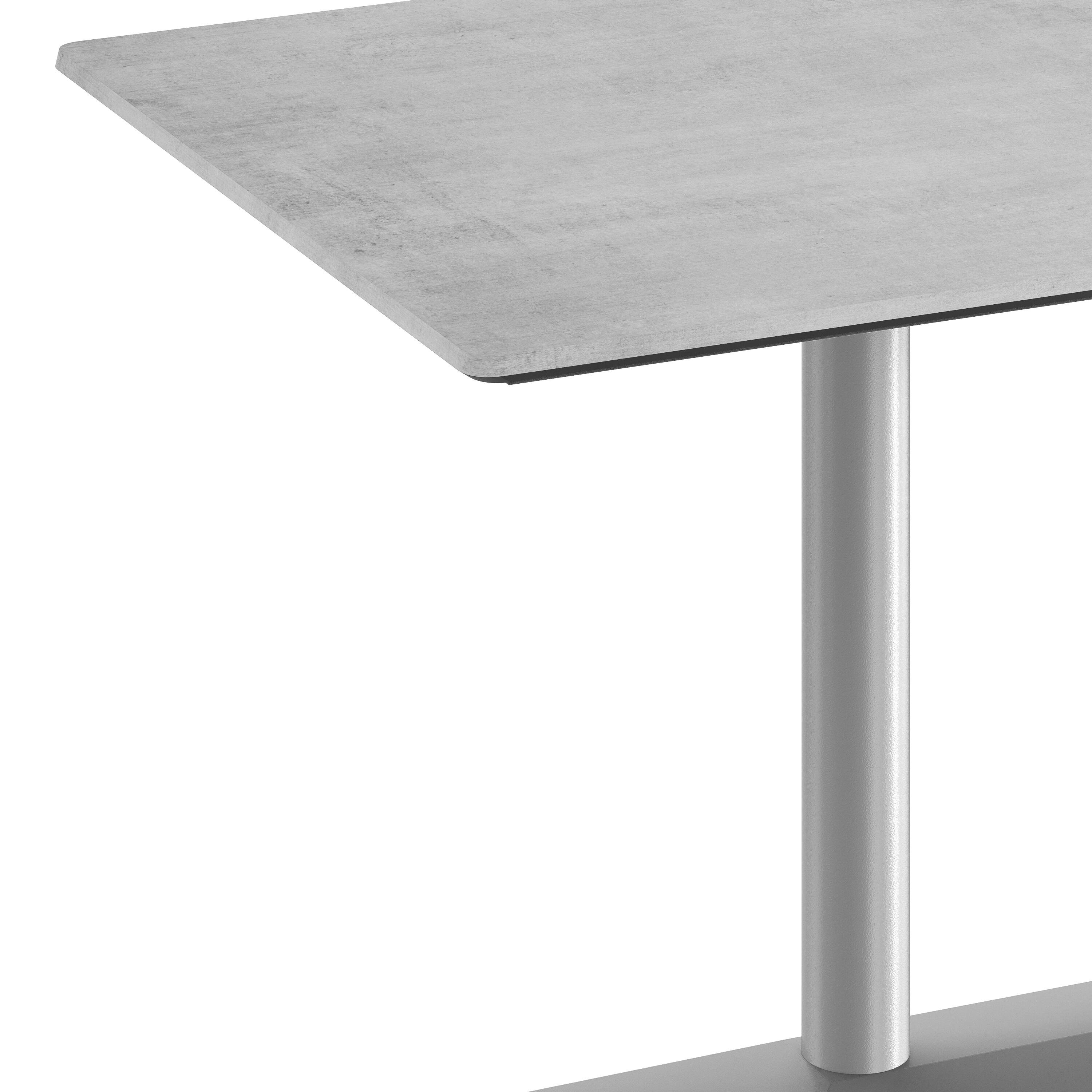 Alt View 9. Emma + Oliver - PureShield Indoor Outdoor Tabletop with Seam-Free Surface Innovation and Cast Iron Bistro Table Base - Gray Faux Concrete/Silver Base.