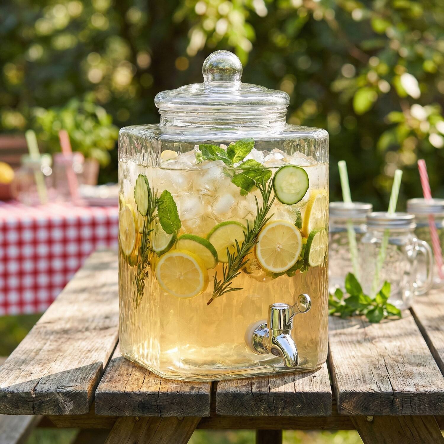 Left. Style Setter - Homestead Beverage Dispenser 2.5 Gal - Clear.