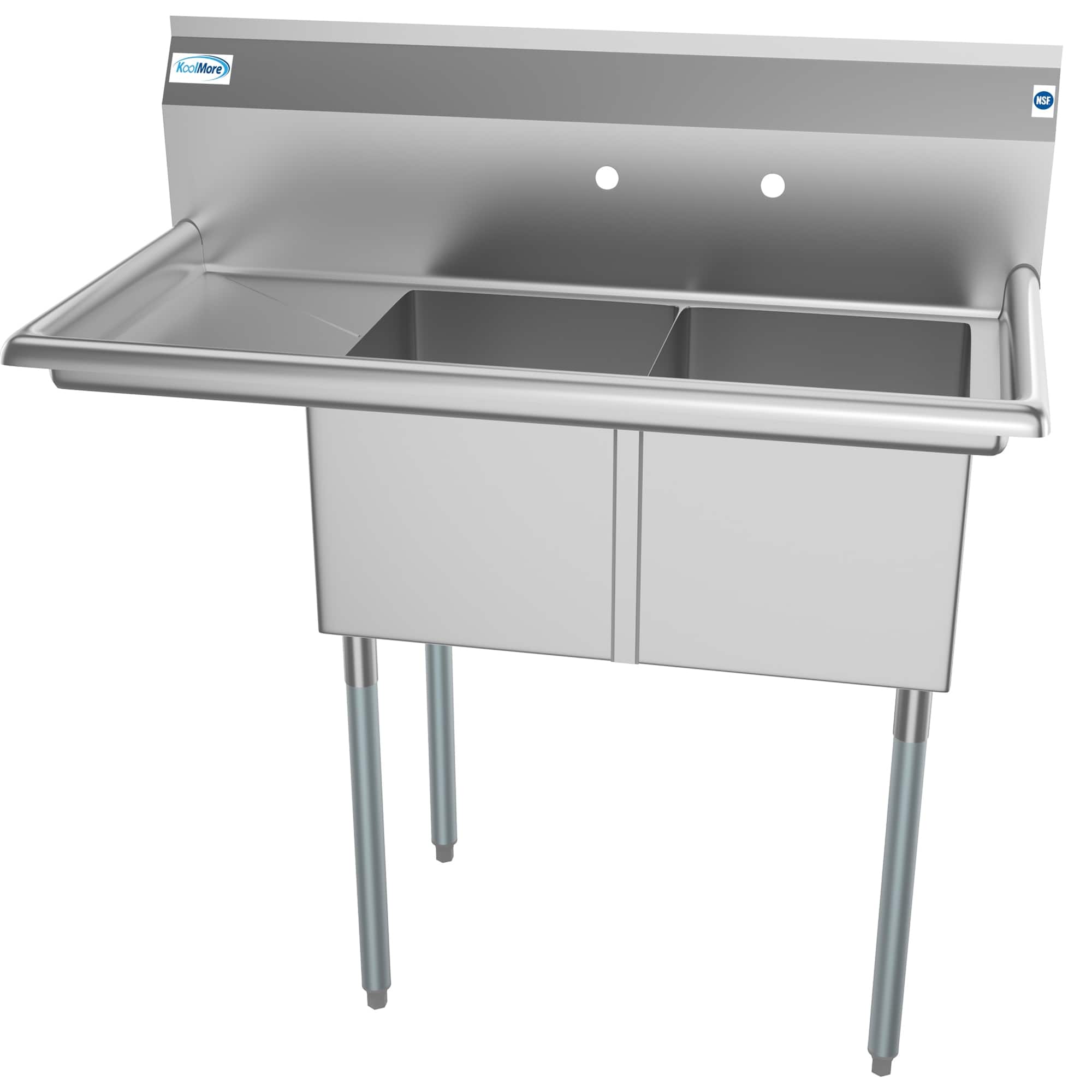 "Koolmore - 43 in. Two Compartment Sink with Drainboard, Bowl Size 14""x 16""x 11"" SB141611-12L3 - Stainless Steel" price history on PriceWatchPro