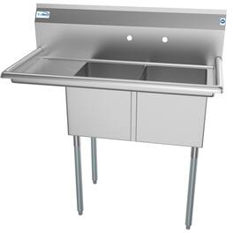 Koolmore - 43 in. Two Compartment Sink with Drainboard, Bowl Size 14"x 16"x 11" SB141611-12L3 - Stainless Steel