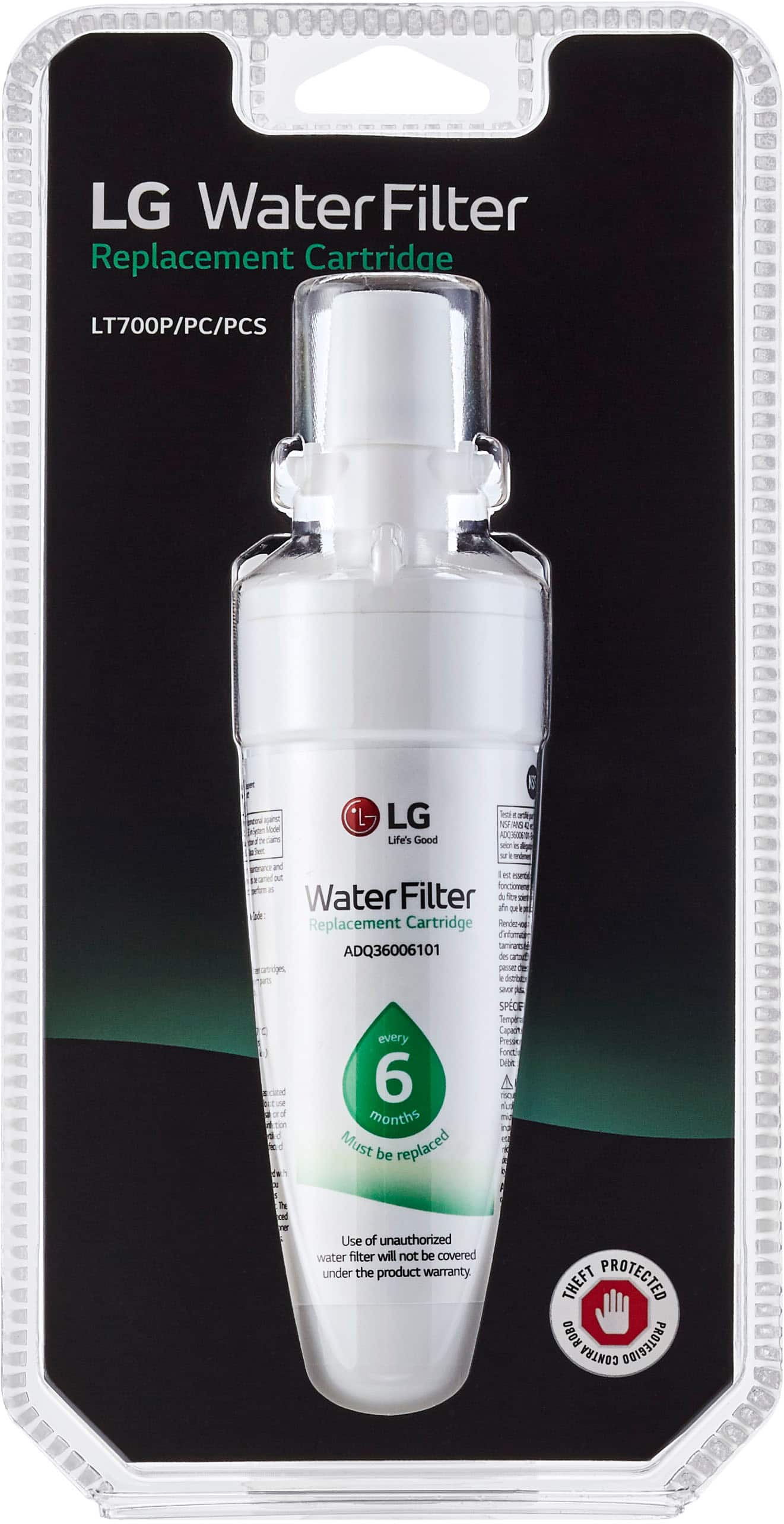 LT700P/LT700PC Water Filter for Select LG Refrigerators - White - Front_Zoom