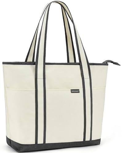 Front. Vulpecula Spade - Canvas Tote Bag With Compartments and Zipper, Shoulder Handbag for Women, Travel, Shop - Black.