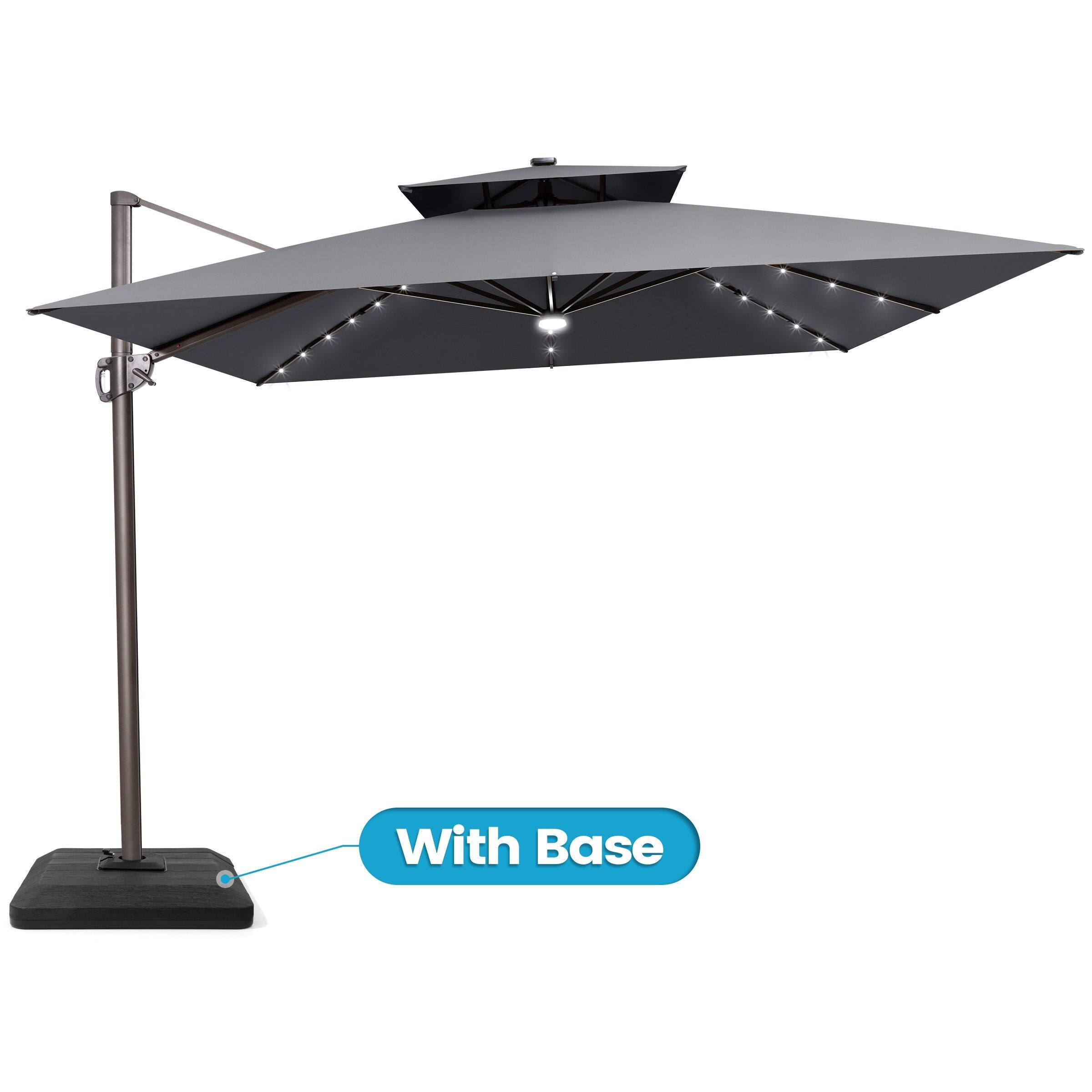 Crestlive Products - 11x11ft Aluminum Cantilever Patio Umbrella with Lights with Base - Dark Gray price history on PriceWatchPro