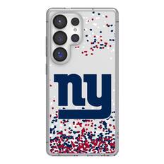 Front. Keyscaper - New York Giants Galaxy Clear Case with Confetti Design - S23 Plus - Multicolor.