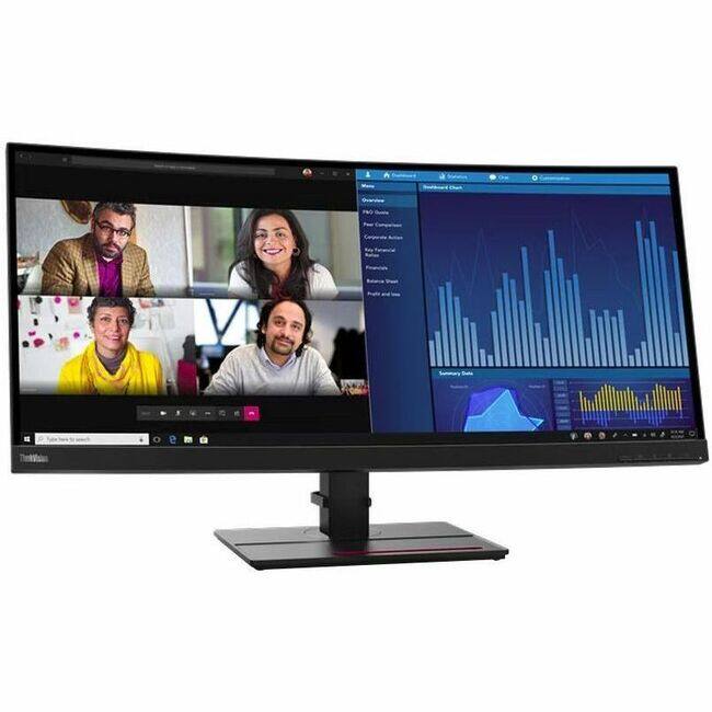 Front. Lenovo - Lenovo ThinkVision P34w-20 34" Class UWQHD Curved Screen LED Monitor - 21:9 - Raven Black - 34.1" Viewable - In-plane - Black.