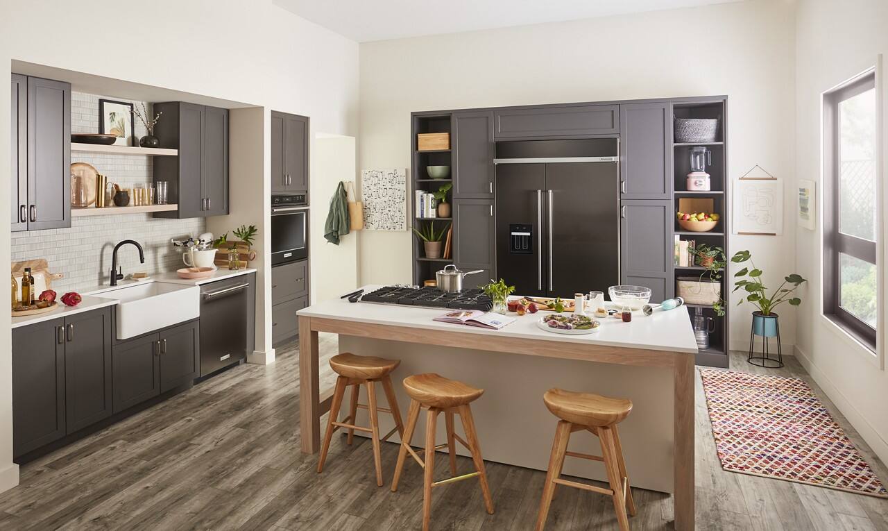 Alt View 12. KitchenAid - 29.4 Cu. Ft. Side-by-Side Refrigerator with Ice and Water Dispenser - Black Stainless Steel with PrintShield Finish.