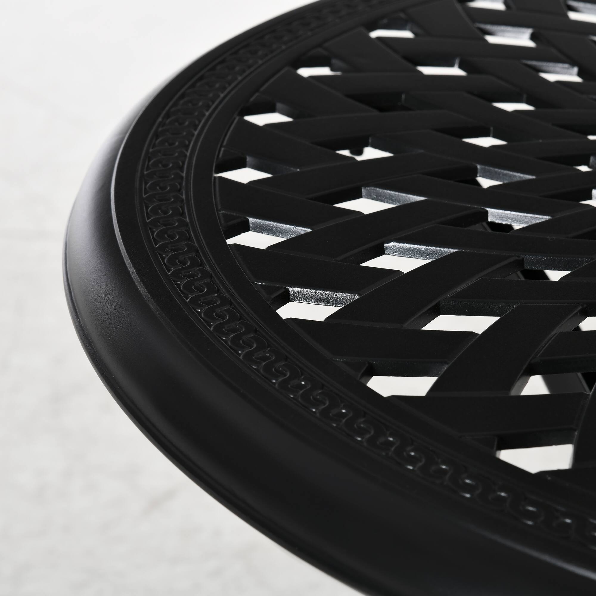 Alt View 5. Outsunny - 30" Round Patio Dining Table with Umbrella Hole, Antique Cast Aluminum Outdoor Bistro Table Only - Black.