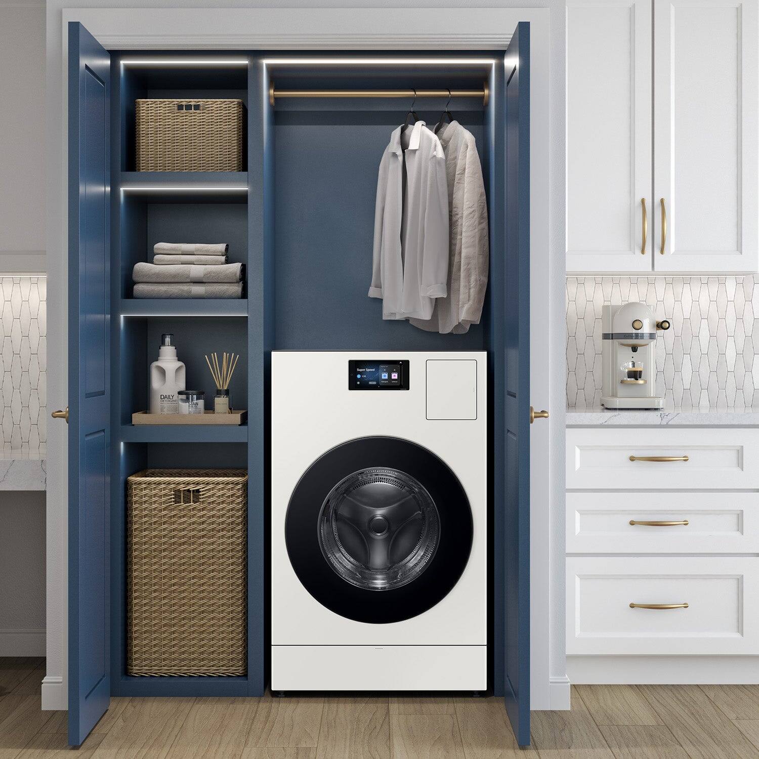 Alt View 16. Samsung - 5.3 cu. ft. Bespoke AI Laundry Ventless Heat Pump Dryer Combo All-in-One  Ultra Capacity Washer with AI Home - Ivory.