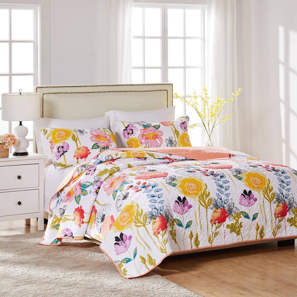 Alt View 2. Greenland Home Fashions - Greenland Home Fashion Watercolor Dream Quilt Set - Twin 68x88", Multi - Multi.