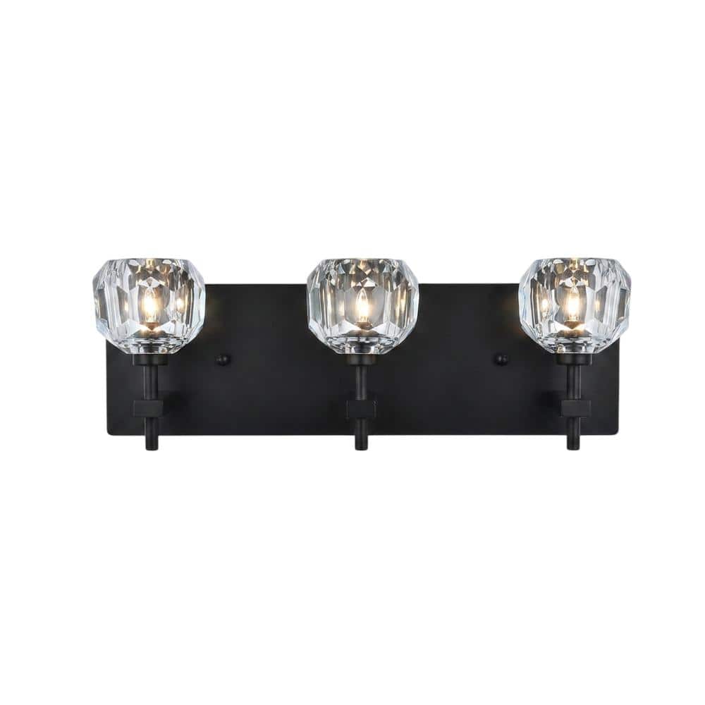 Elegant Lighting - Graham 3 Light Wall Sconce in Black - Black And Clear price history on PriceWatchPro