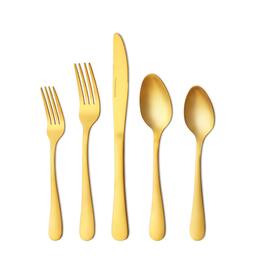 Hansmart - Lorena Golden 20-piece Tableware Set for 4 Including Knife Fork and Spoon Suitable for Family Gatherings and Restaurants - Gold