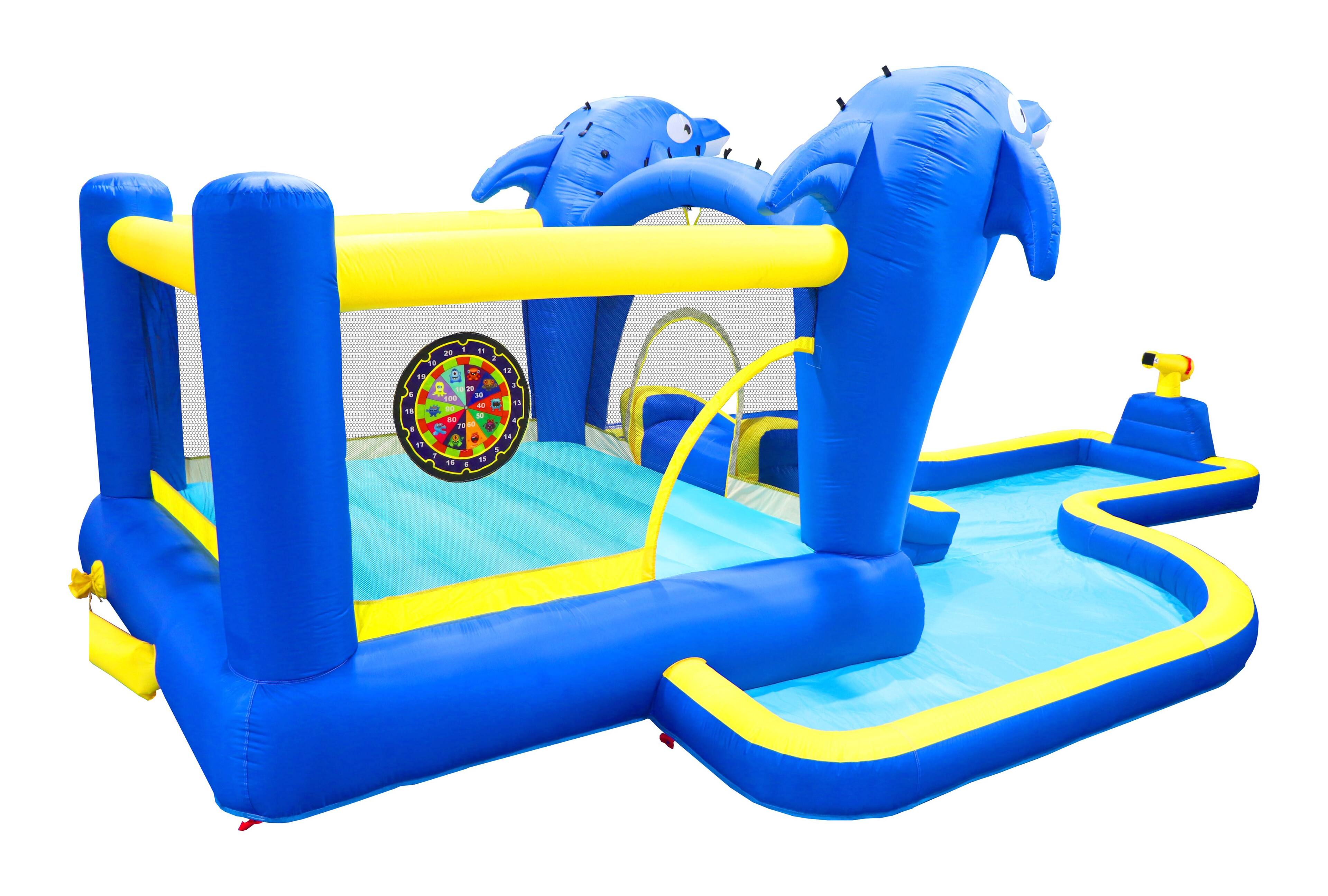 Alt View 9. Loheer - Loheer 8 in 1 Inflatable Water Park Bounce House with Slide Dolphin Sprinkler Target Games.