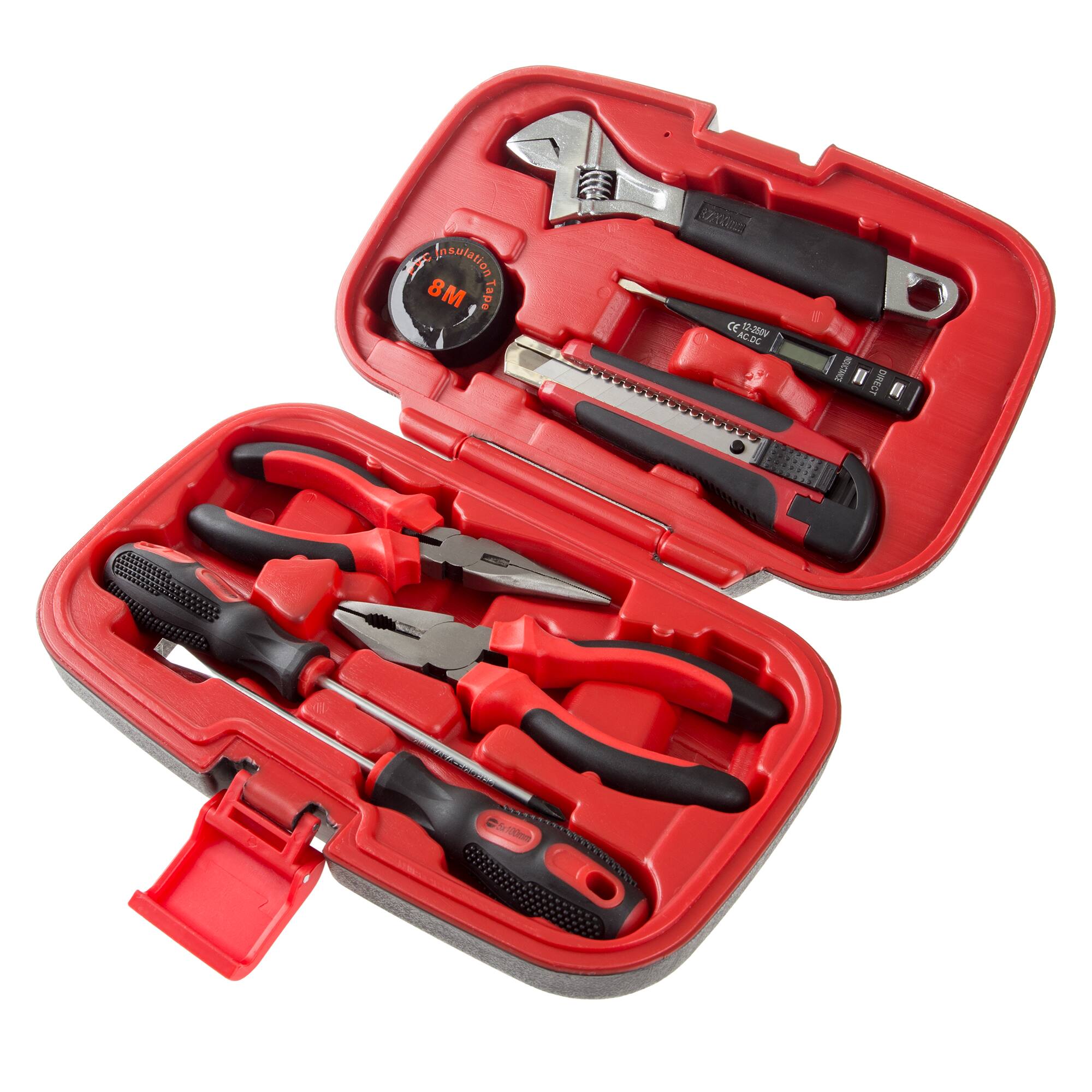Stalwart - 9-Piece Household Hand Tools Set - Red