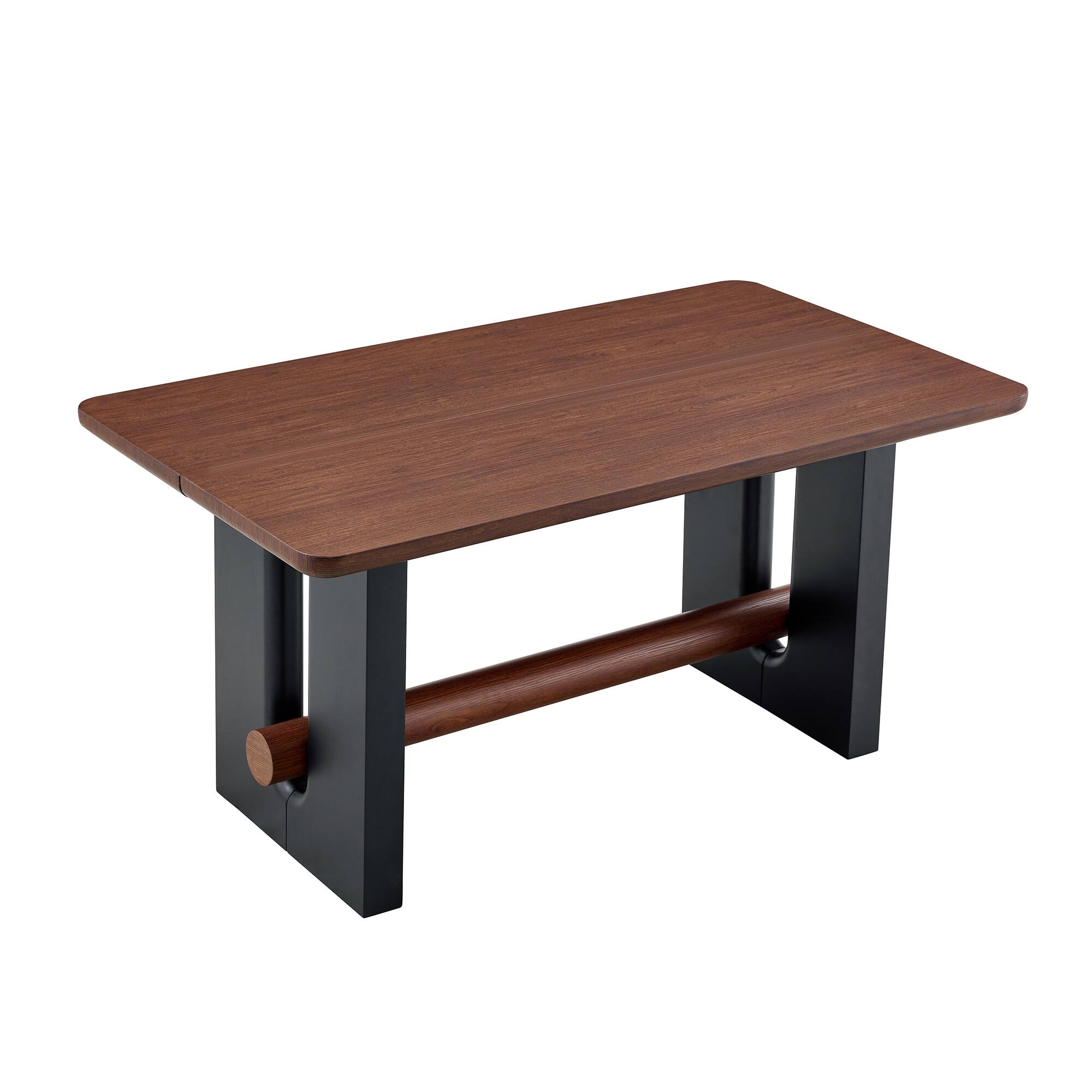 Alt View 4. Loheer - Loheer- 5.25x2.96x2.52 ft Walnut Black Dining Table Modern Two Tone Kitchen Table Sturdy MDF Furniture - Walnut+black.