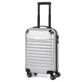 Oumilen - 20 Inch Carry On Luggage – Lightweight ABS Suitcase, 4 Silent Spinner Wheels with Lock - Silver