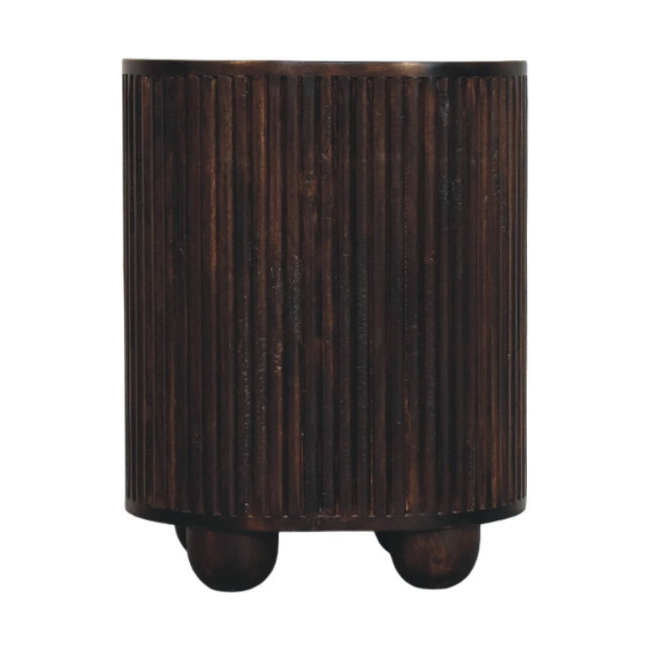 Back. Artisan Furniture - Artisan Furniture Solid Wood Curved Fluted 3-Drawer Bedside - Brown.