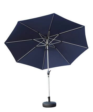 Front. Ecooso - 9FT Patio Umbrella, Push Button Tilt and Crank, UV Protection Waterproof with 8 Sturdy Ribs for Garden,Deck, Pool - Navy Blue.