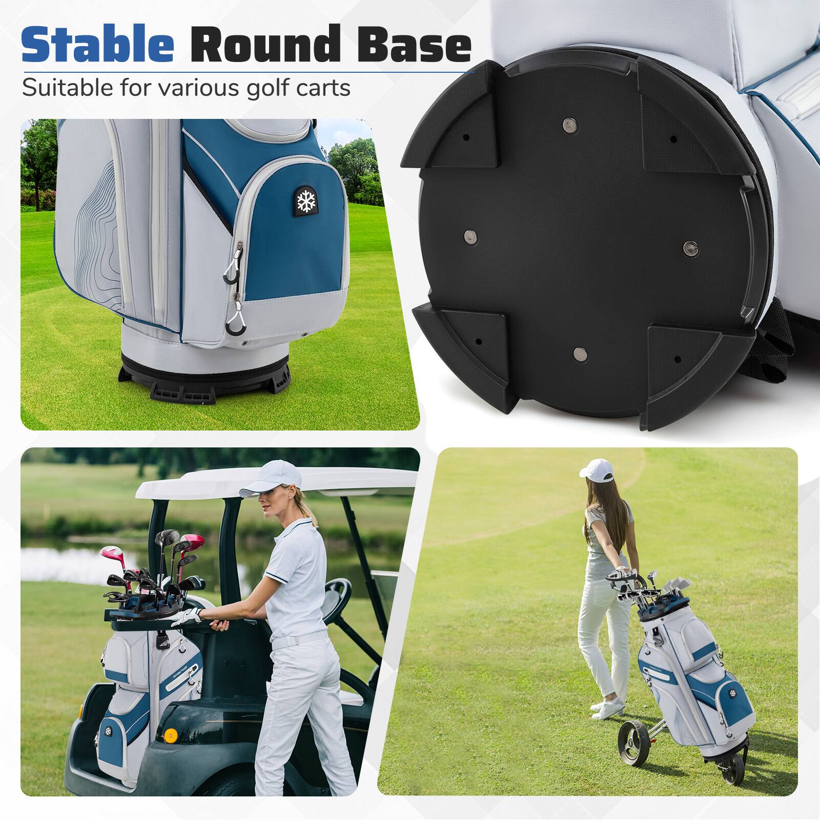 Stable Round Base  
Suitable for various golf carts