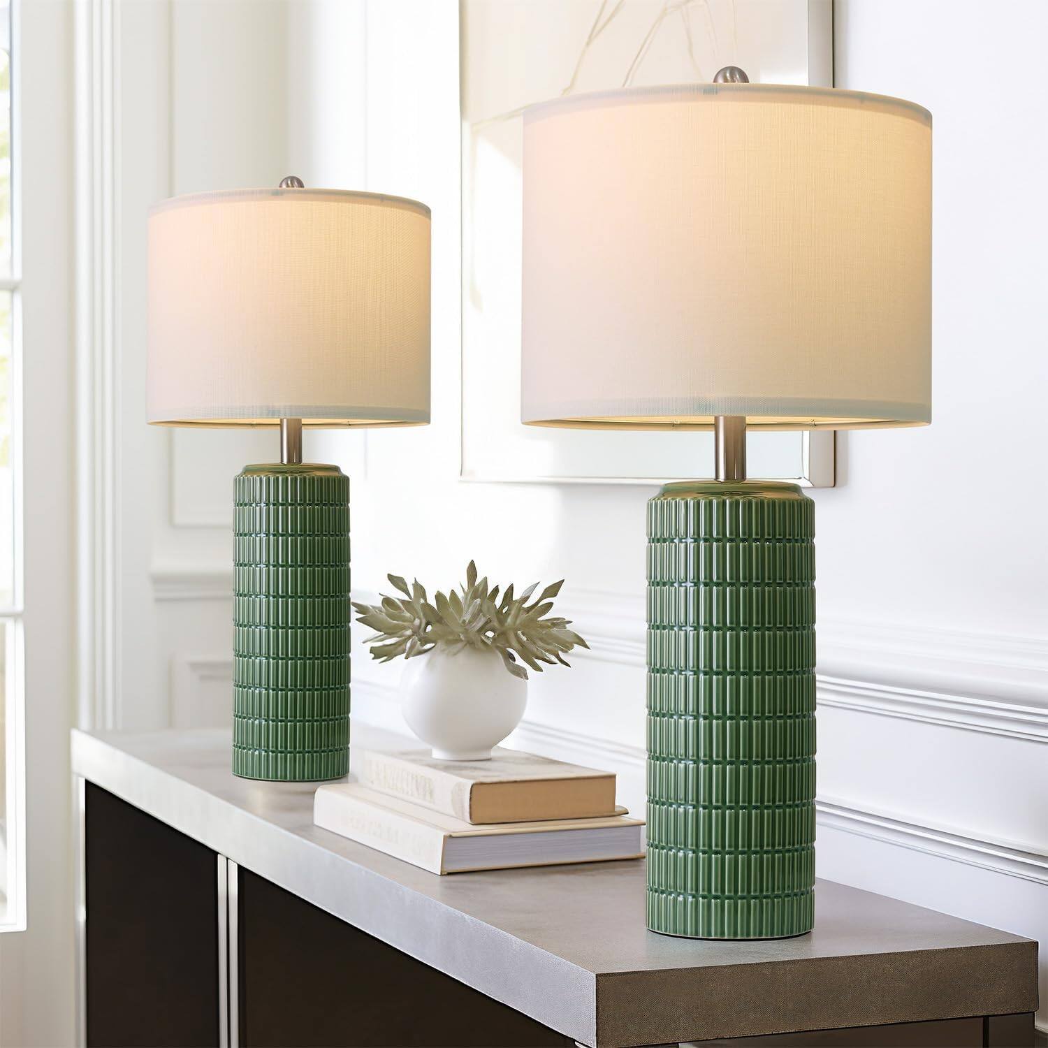 Dark Green - 27.5'' Ceramic Lamps