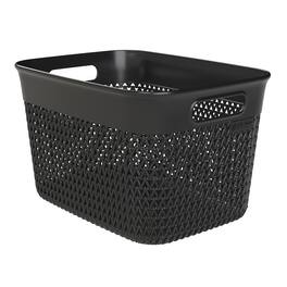 Life Story - 16 Qt Decorative Storage Basket, Large Plastic Home Organizer - Black