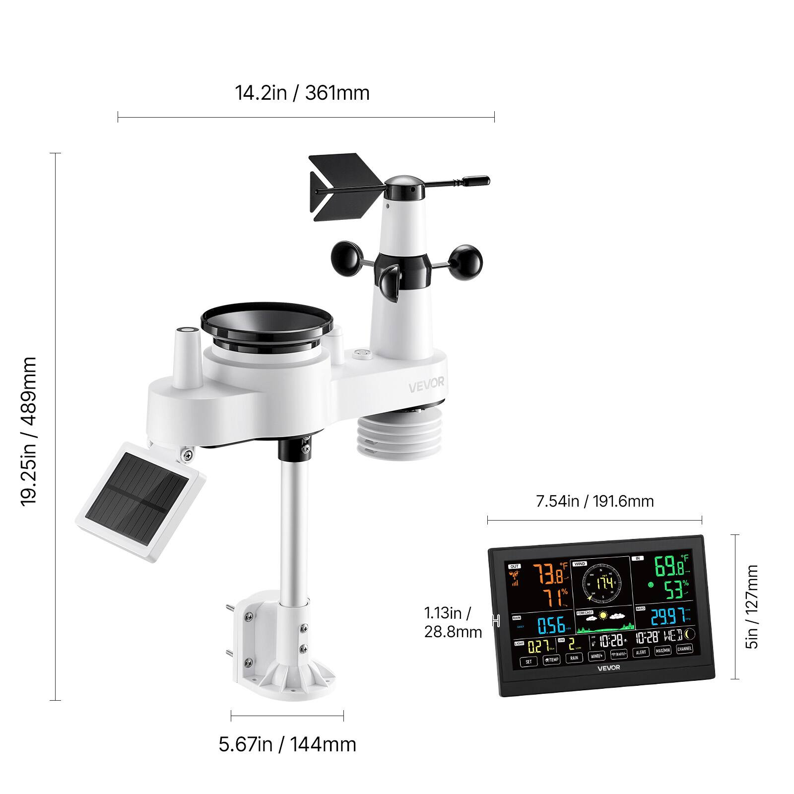 14.2in / 361mm  
19.25in / 489mm  
1.13in / 28.8mm  
7.54in / 191.6mm  
5in / 127mm  
5.67in / 144mm  

VEVOR  
698  
M1  
738  
174  
%  
10  
53  
-  
a  
-  
056  
2997  
1028  
10-28  
ED  
021  
2  
-  
-  
-  
-  
T  
-  
-  
VEVOR