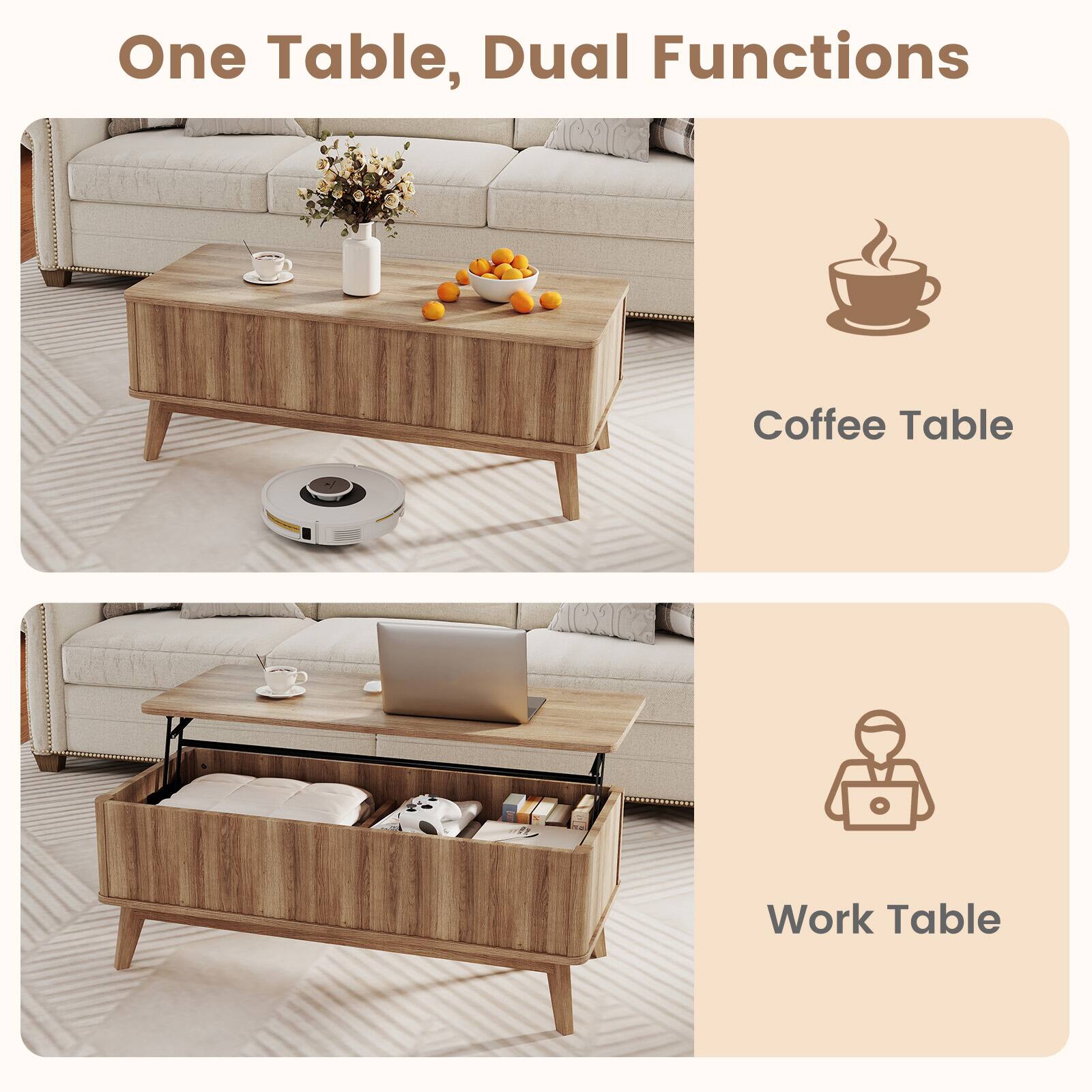 One Table, Dual Functions

Coffee Table

Work Table