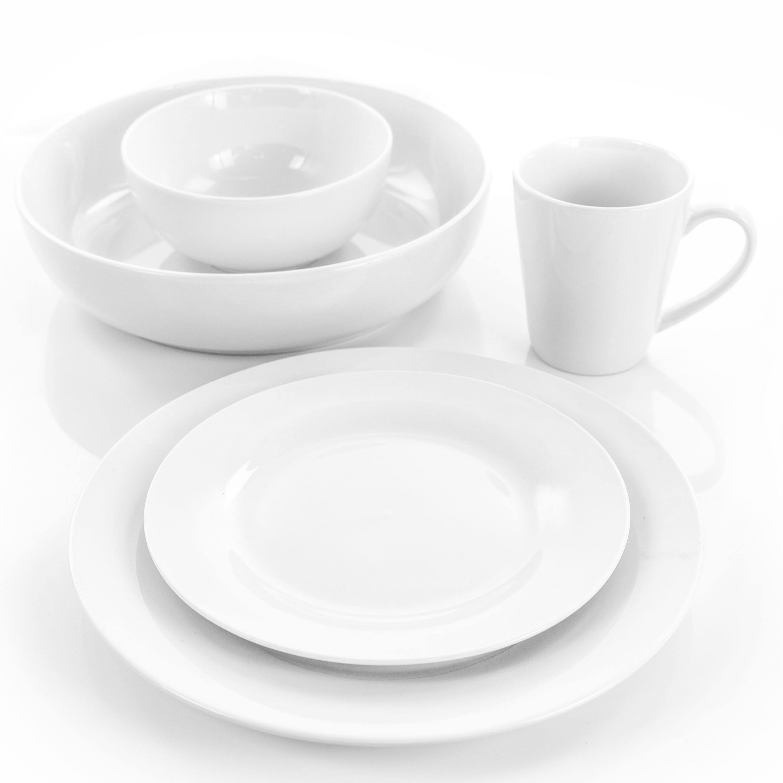 Alt View 1. Elama - Elama Carey 18 Piece Round Porcelain Dinnerware Set in White - White.