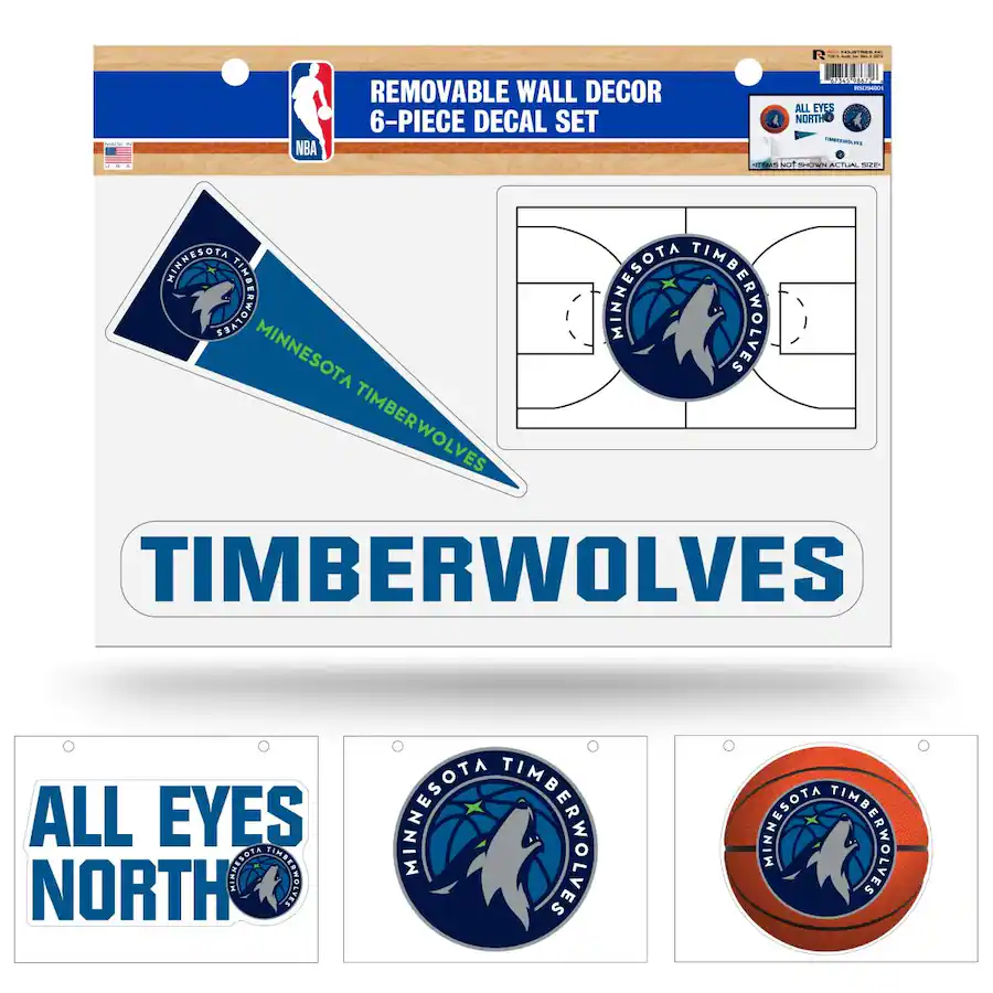 Rico Industries Minnesota Timberwolves NBA Set of 6 Removable Wall ...