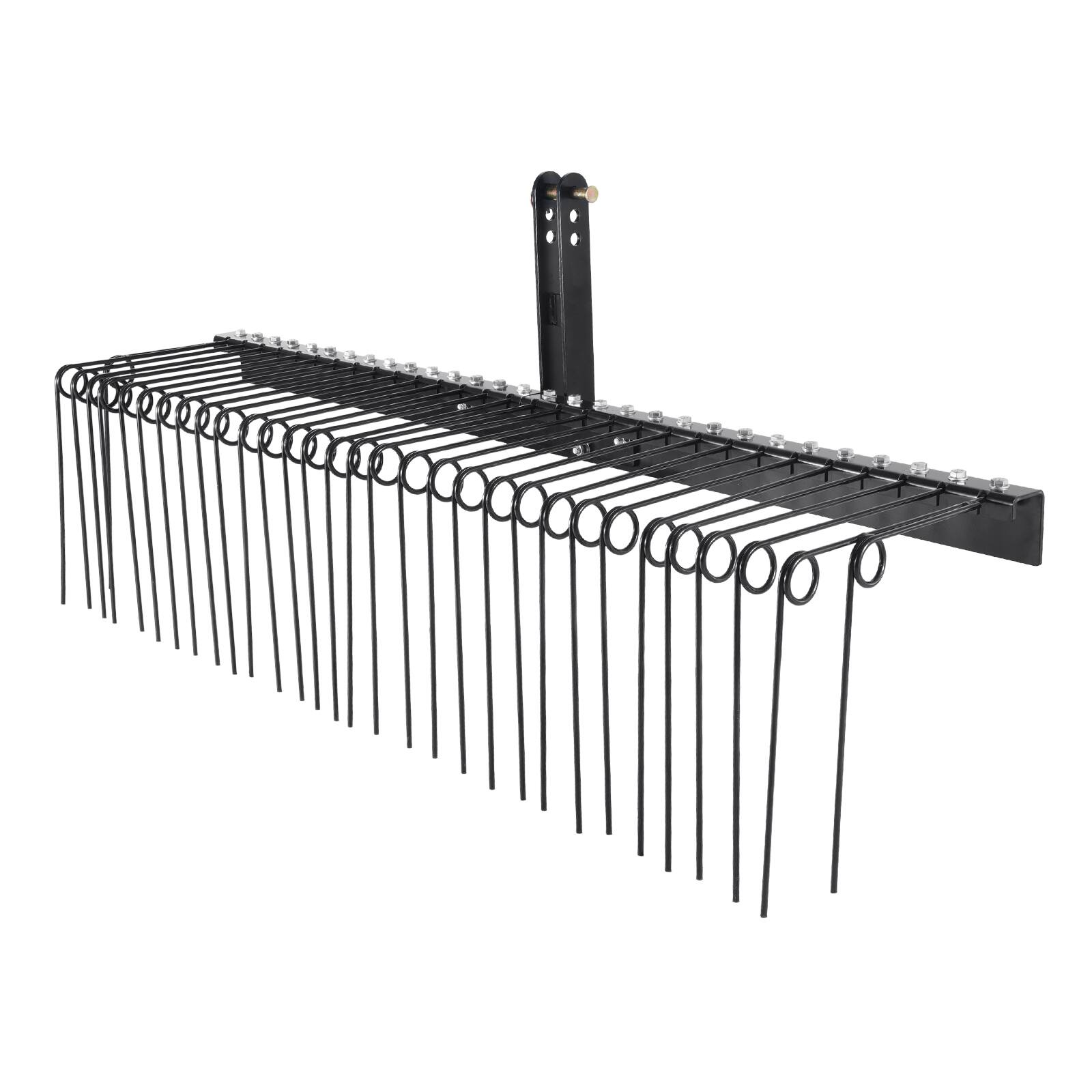 Alt View 5. VEVOR - Tow Behind Landscape Rake, 72" Tow Dethatcher with 32 Steel Tines, Lawn Dethatcher Rake Attaches - Black.
