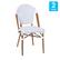 Angle. Alamont Home - Lourdes 2 Pack All-Weather Commercial Paris Chairs with Bamboo Print Frame - White & Gray/Natural Frame.