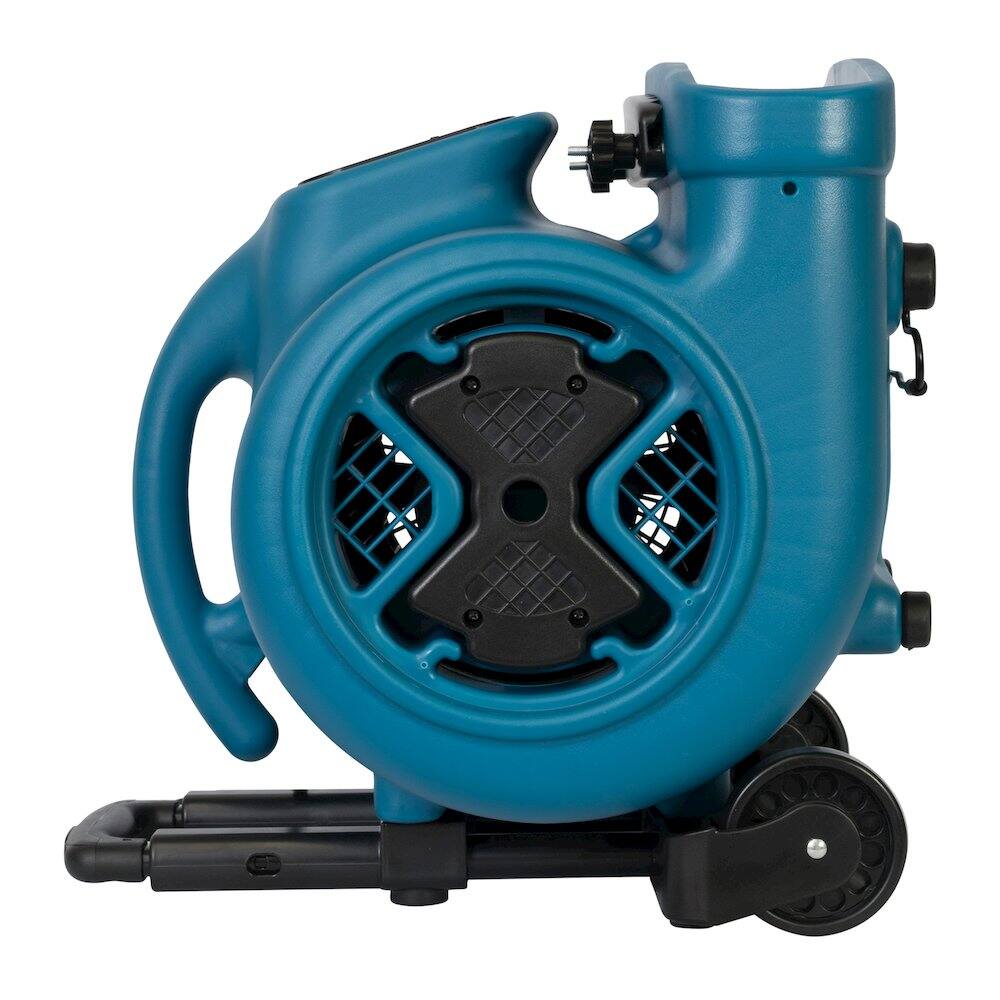 Angle. XPOWER - 1/2 HP 2980 CFM, Dryer, Fan, Blower with Telescopic Handle, Wheels, Carpet Clamp - Blue.