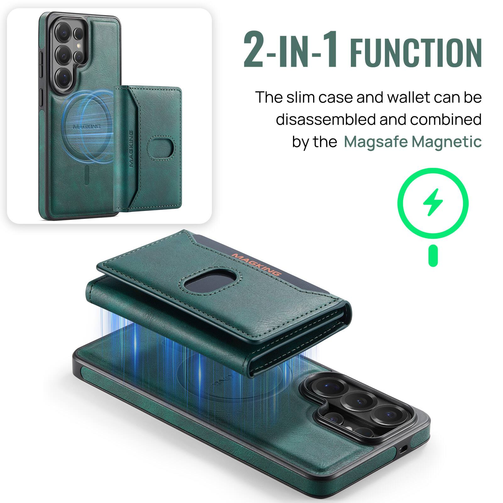 712 USING  
WACKING  
2-IN-1 FUNCTION  
The slim case and wallet can be disassembled and combined by the Magsafe Magnetic