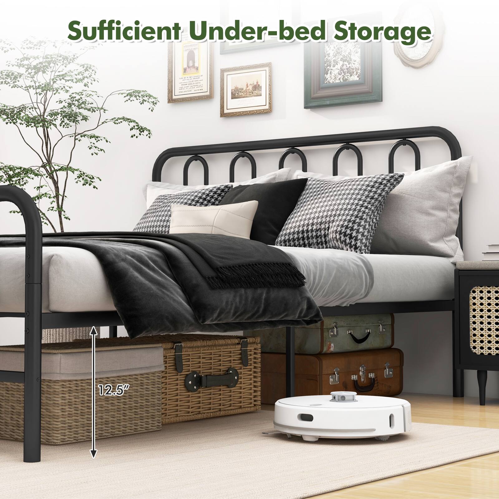 Sufficient Under-bed Storage

12.5"