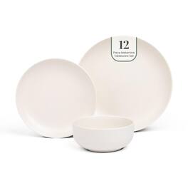 Larder & Vine - 12-Piece Casa Modern Dinnerware Set for 4, Made from 100% BPA-Free Melamine - Ivory