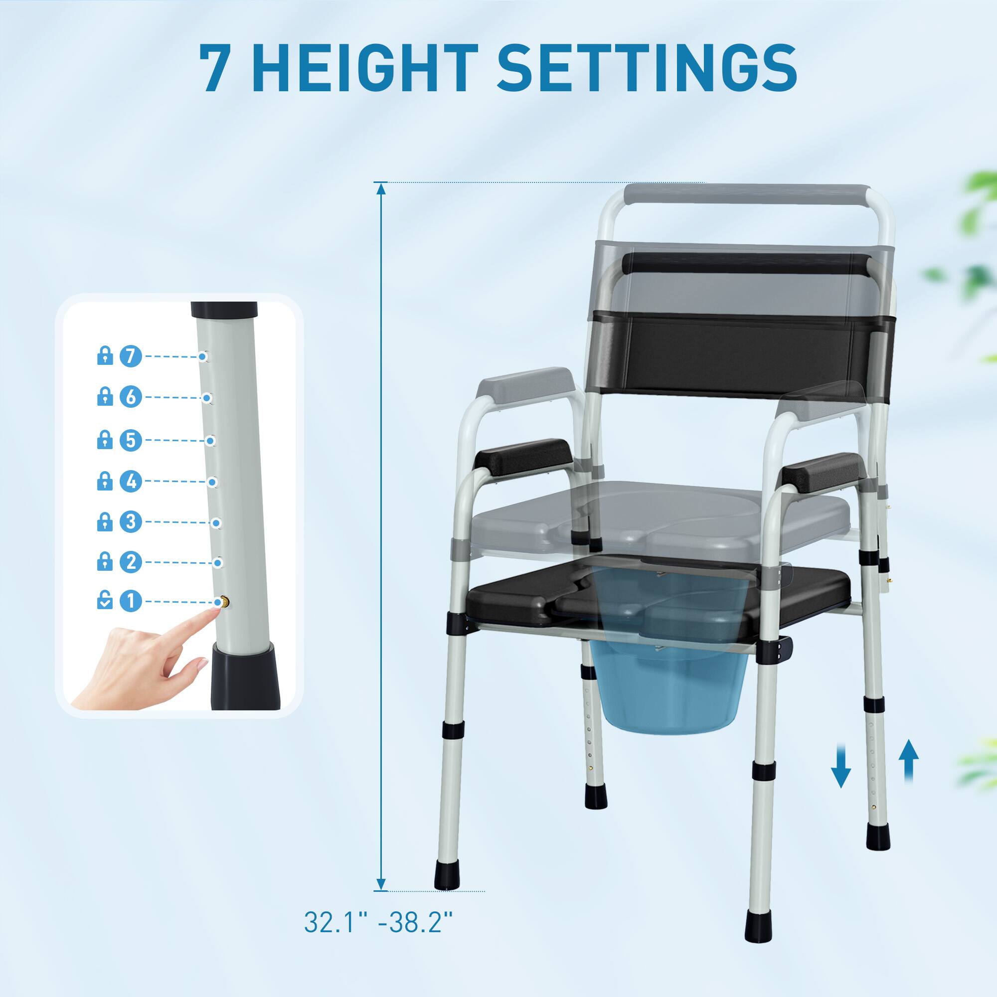 7 HEIGHT SETTINGS

32.1" - 38.2"