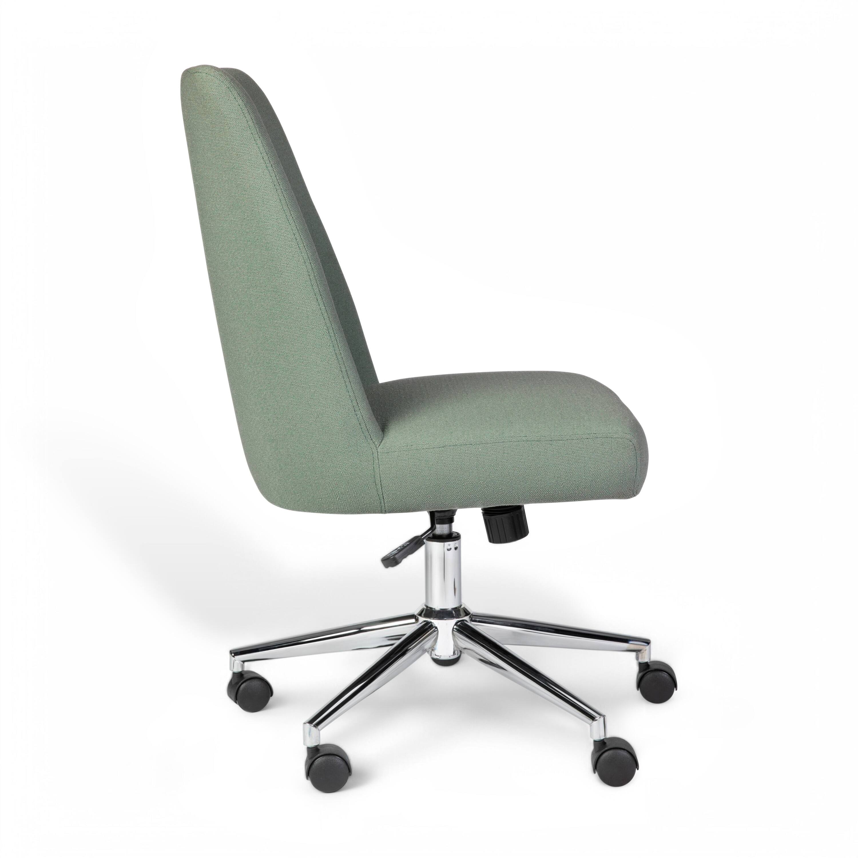 Alt View 9. Martha Stewart - Maeve Upholstered Height Adjustable Swivel Home Office Chair - Sage Fabric/Polished Nickel Frame.