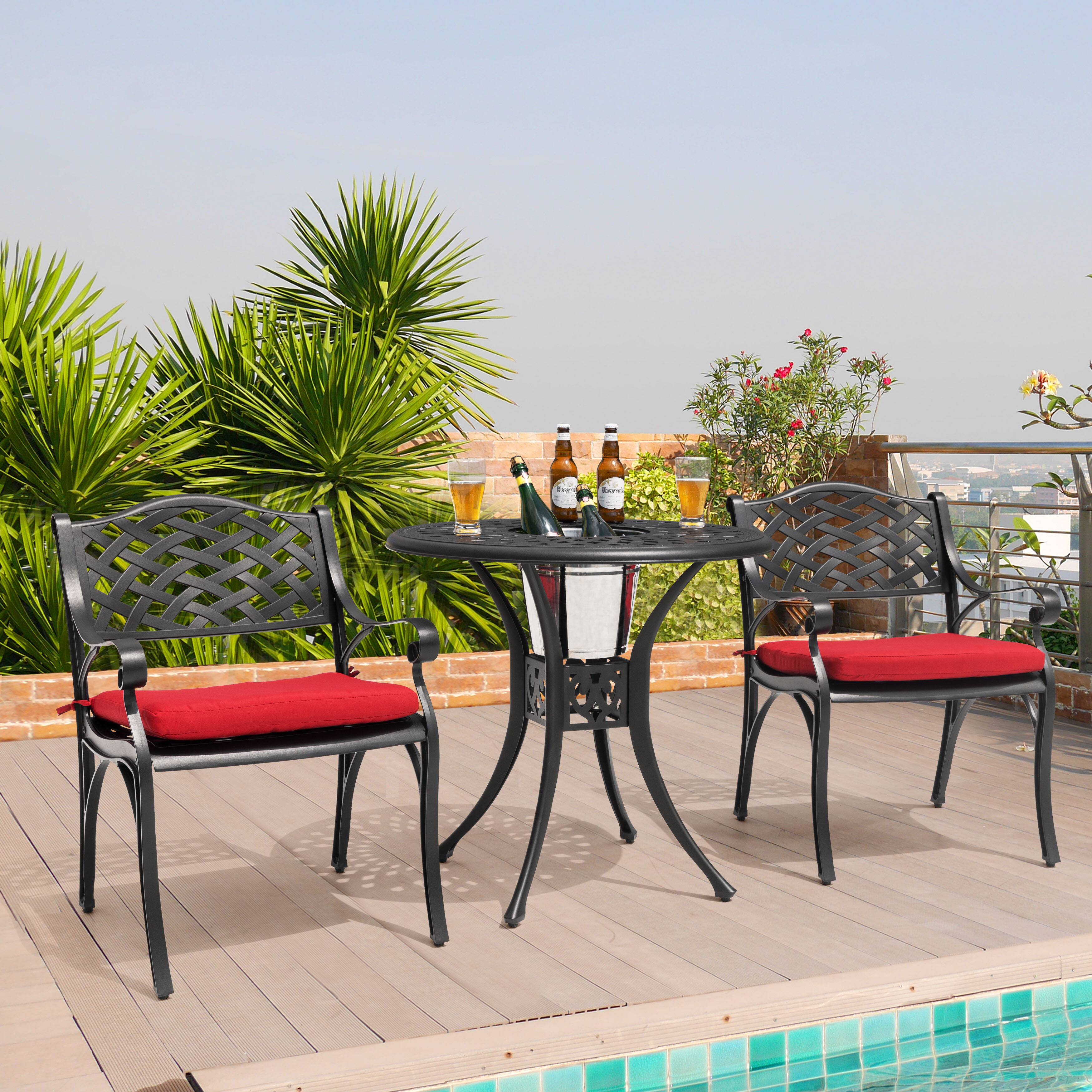Angle. Nuu Garden - Outdoor Indoor 2-Pack 18'' x 20'' Chair Replacement Seat Cushions - Red.