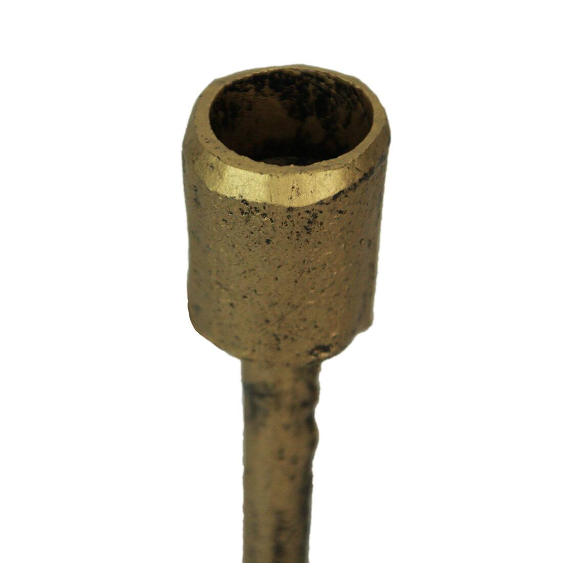 Alt View 5. Zeckos - Set of 3 Aged Bronze Cast Iron Taper Candle Holders MCM, Gothic Industrial Decor - Gold.