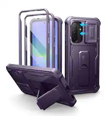 Front. Dexnor - Phone Case for Samsung Galaxy A36, Slide Camera Cover & Kickstand with 2 Front Frame Screen Protector - Phantom Purple.