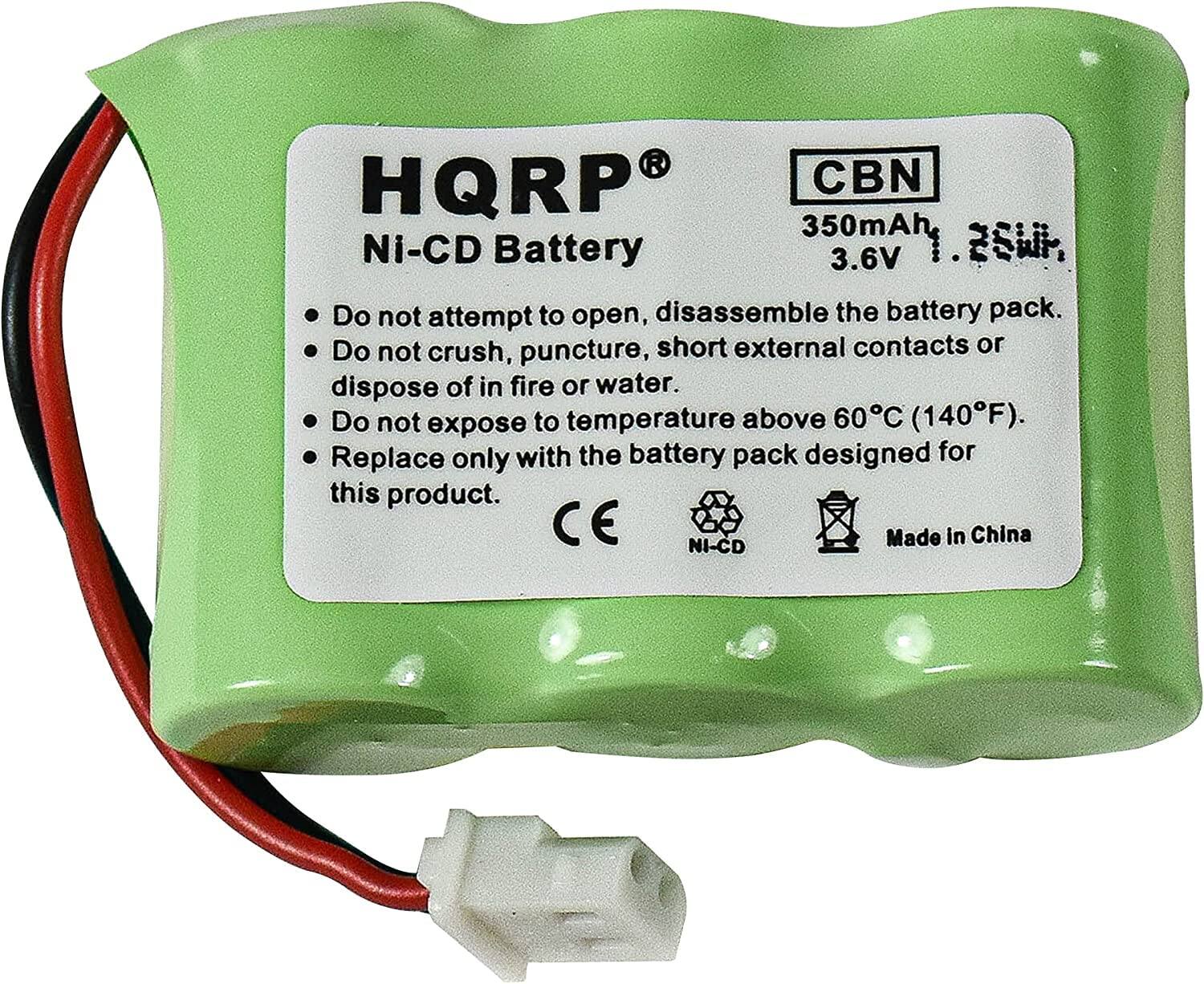 HQRP CBN 350mAh Ni-CD Battery 3.6V ZEWP. Do not attempt to open, disassemble the battery pack. Do not crush, puncture, short external contacts or dispose of in fire or water. Do not expose to temperature above 60°C (140°F). Replace only with the battery pack designed for this product. CE NI-CD Made in China