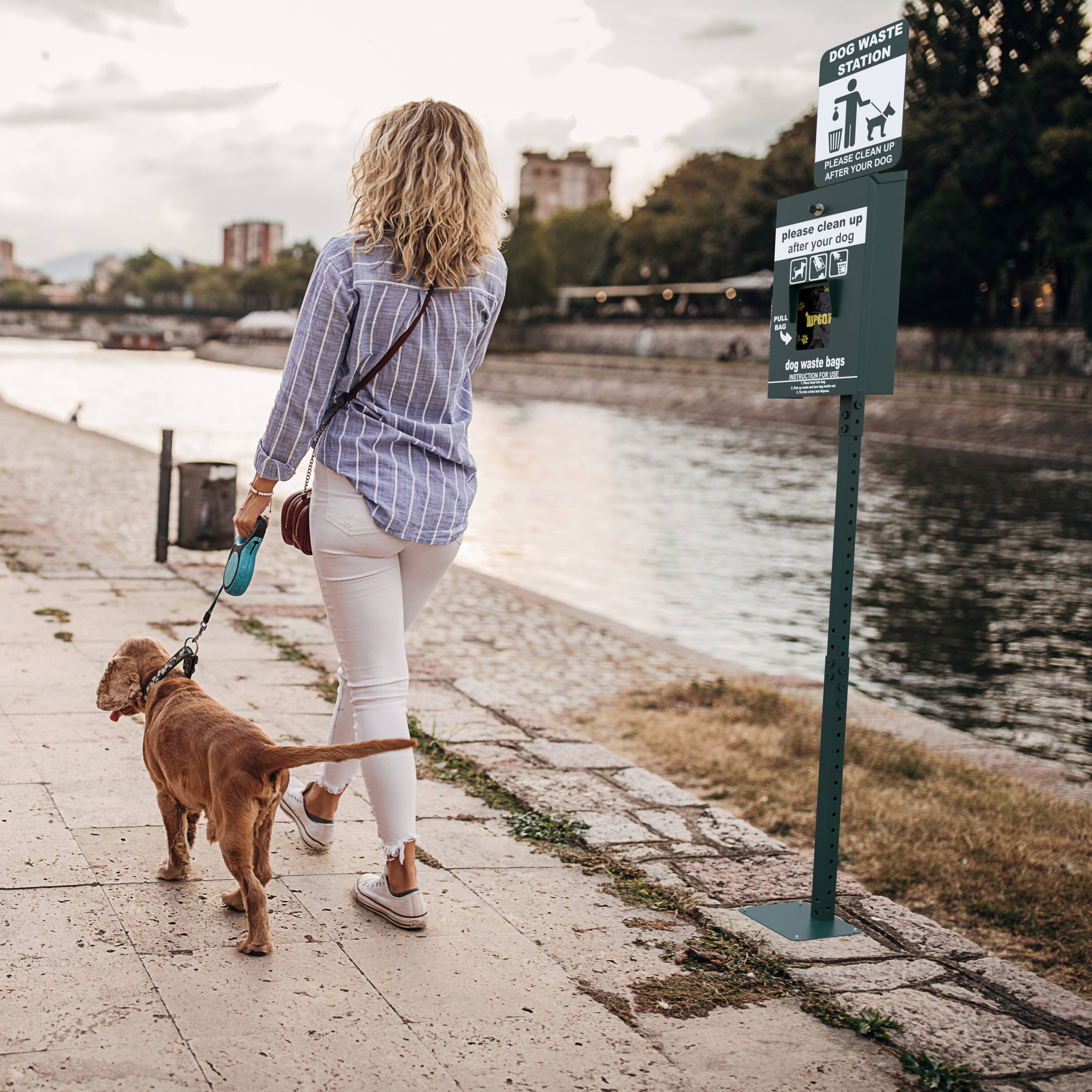 DOG WASTE STATION  
PLEASE CLEAN UP AFTER YOUR DOG  

please clean up after your dog  

dog waste bags